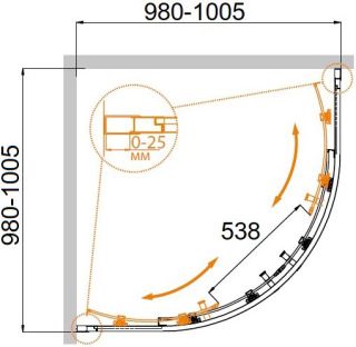 Душевой уголок CEZARES MOLVENO-R-2-100-C-BORO-IV